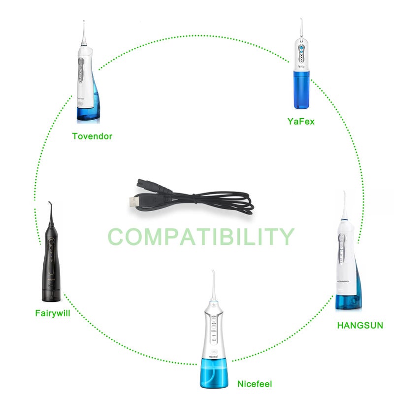 PDEEY Charger fit for Nicwell/Insmart Cordless Water Flosser, USB Charging Cable Cord Replacement Parts 2-Pack - PDEEY - Image 3