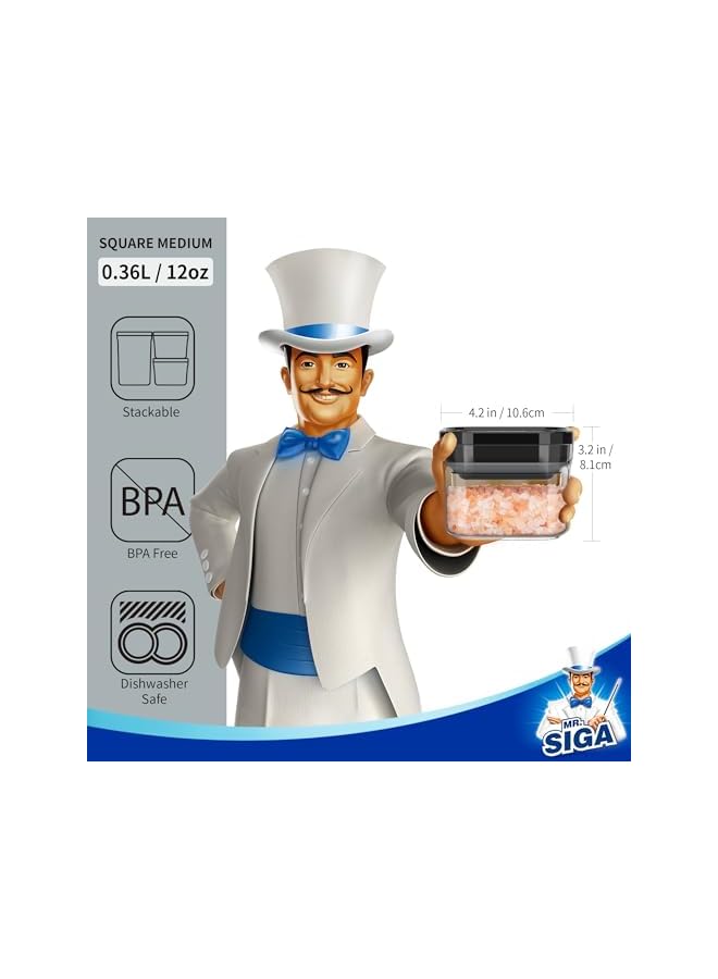 Green Tiger 4 Pack Airtight Food Storage Container Set, BPA Free Kitchen Pantry Organization Canisters, One-handed Airtight Cereal Snack Candy Storage Containers, 360ml / 12.2oz, Small, Black - Image 3