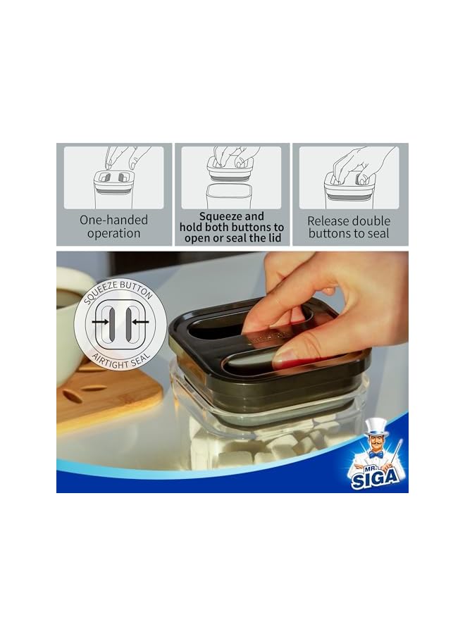 Green Tiger 4 Pack Airtight Food Storage Container Set, BPA Free Kitchen Pantry Organization Canisters, One-handed Airtight Cereal Snack Candy Storage Containers, 360ml / 12.2oz, Small, Black - Image 4