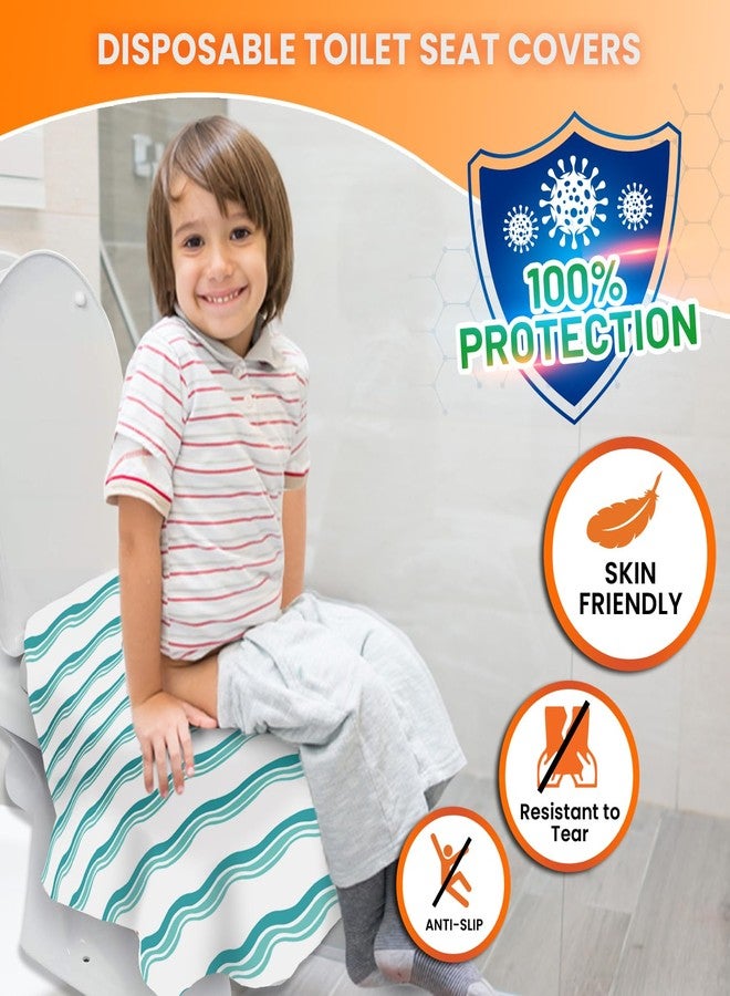AlfaDeal 20 Extra Large Toilet Seat Covers Disposable for Kids & Adults-Toilet Covers Disposable for Travel-Toddler Toilet Seat Cover Liners for Potty Training-Individually Wrapped-Waterproof (Green) - Image 2