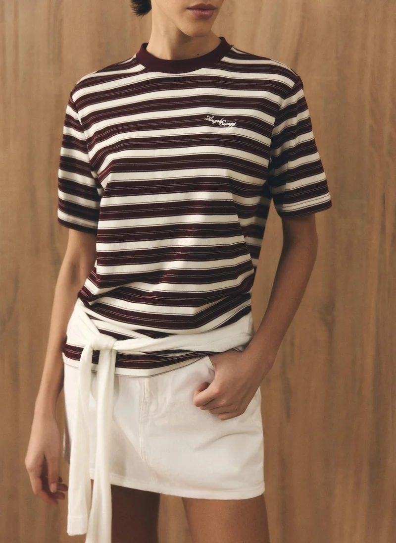 Lichi Loose striped T-shirt with lettering