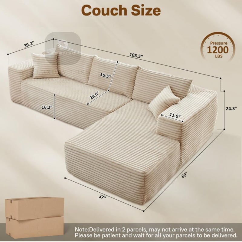 Luxury Luxe Cloud Sectional Sofa with Chaise - Image 2