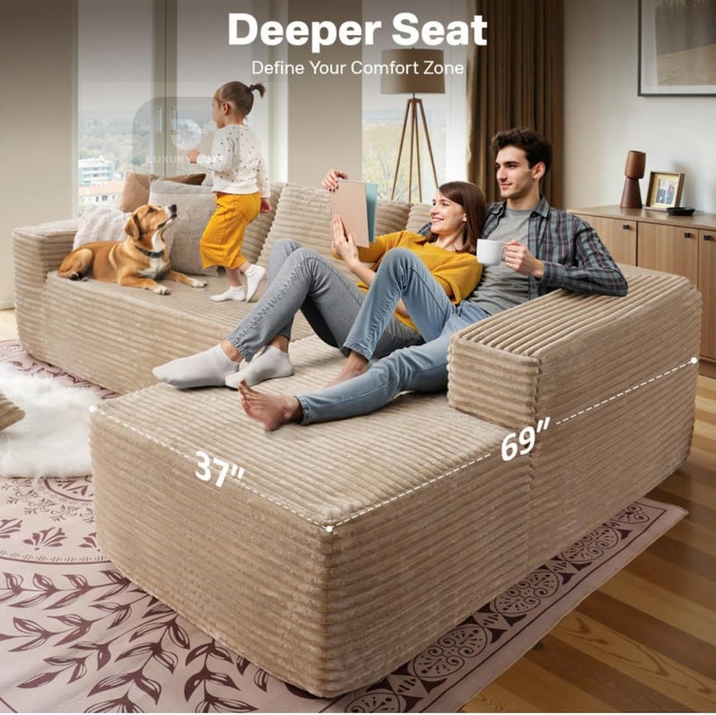 Luxury Luxe Cloud Sectional Sofa with Chaise - Image 3