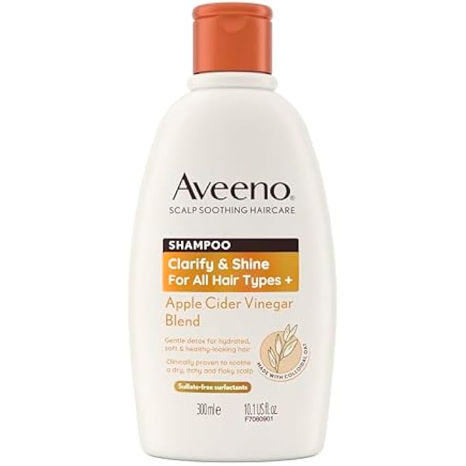 Aveeno شامبو تفتيح ولمعان خل التفاح لتهدئة فروة الرأس لجميع أنواع الشعر 300 مل - Image 1