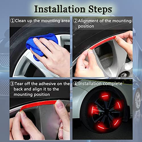 Middrivr 20 Pcs Car Wheel Hub Reflective Sticker, Red, PVC, Striped, Stripe, Minimalist, Powder Coated, Waterproof, Outdoor, Car, Truck, Motorcycle - Image 4