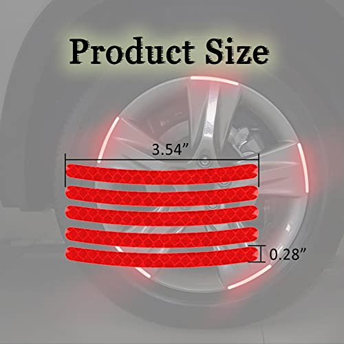 Middrivr 20 Pcs Car Wheel Hub Reflective Sticker, Red, PVC, Striped, Stripe, Minimalist, Powder Coated, Waterproof, Outdoor, Car, Truck, Motorcycle - Image 2