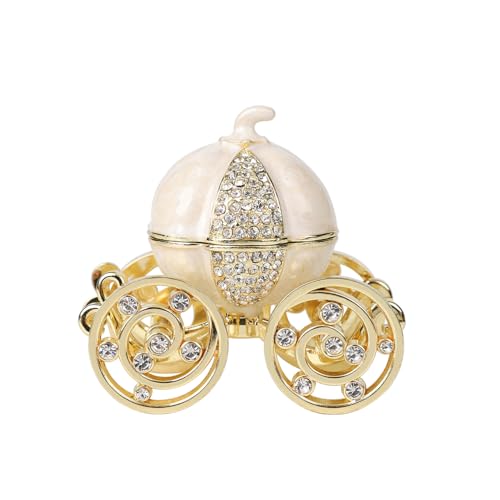 QIFU Hand Painted Enameled Cinderella Pumpkin Carriage Decorative Hinged Jewelry Trinket Box Unique Gift for Family - Image 1