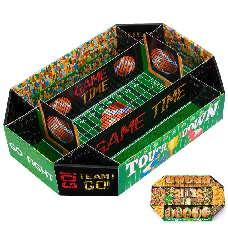 Yotako Football Party Supplies Kit, Huge 24X14 Inch Football Snack Stadium Tray, Superbowl Party Decorations 2026, 9 Compartment Party Food Large Tray Set for Super Bowl Tailgate Game Day Birthday - Image 1