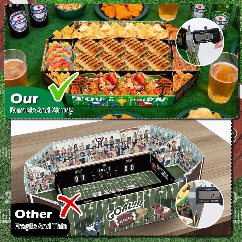 Yotako Football Party Supplies Kit, Huge 24X14 Inch Football Snack Stadium Tray, Superbowl Party Decorations 2026, 9 Compartment Party Food Large Tray Set for Super Bowl Tailgate Game Day Birthday - Image 3