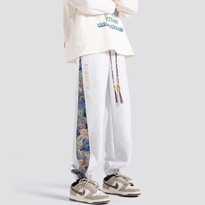 Fuiv Panda Patchwork Pants For Boys, Plus-Size, Large Size, For Teenagers And Students, Jogger Style, Hong Kong Style, Casual, Versatile, Loose Fit - Image 1