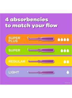 Tampax سدادات قطنية مشعة متعددة الأغراض، ذات قدرة امتصاص عادية/فائقة، مع ضفيرة مانعة للتسرب، بدون رائحة، 28 قطعة (عبوة من 3 قطع)  - Image 2