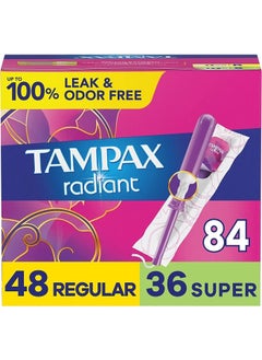Tampax سدادات قطنية مشعة متعددة الأغراض، ذات قدرة امتصاص عادية/فائقة، مع ضفيرة مانعة للتسرب، بدون رائحة، 28 قطعة (عبوة من 3 قطع)  - Image 1