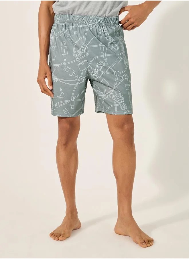 Styli Printed Round Neck Tank and Shorts Pyjama Set