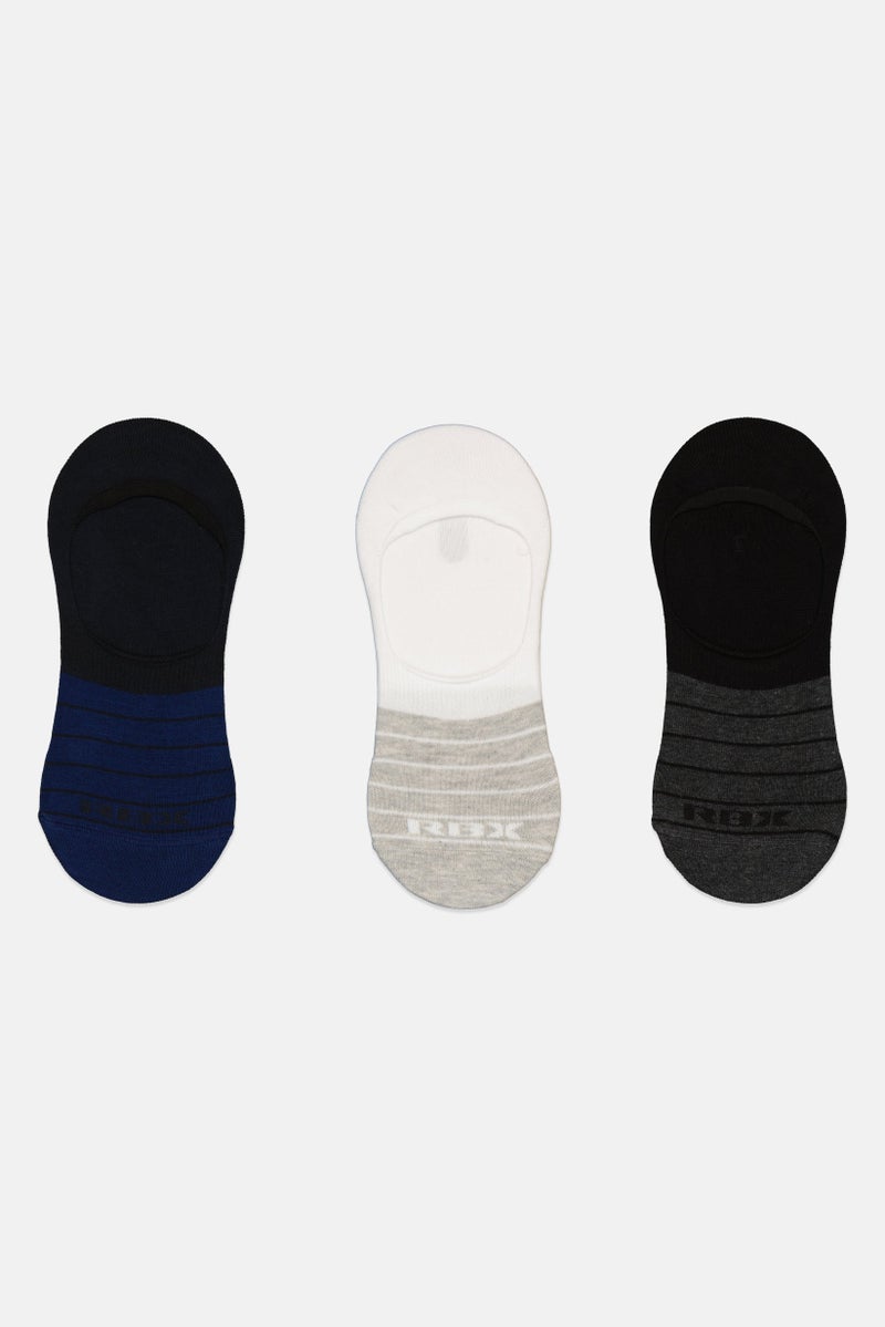RBX Men 3 Pairs Brand Logo Invisible Socks, Multicolor - Image 2