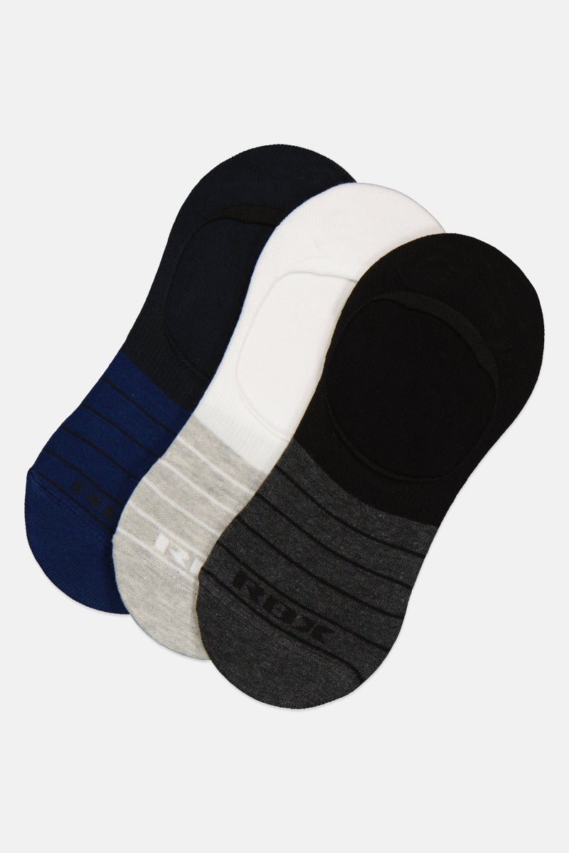 RBX Men 3 Pairs Brand Logo Invisible Socks, Multicolor - Image 1
