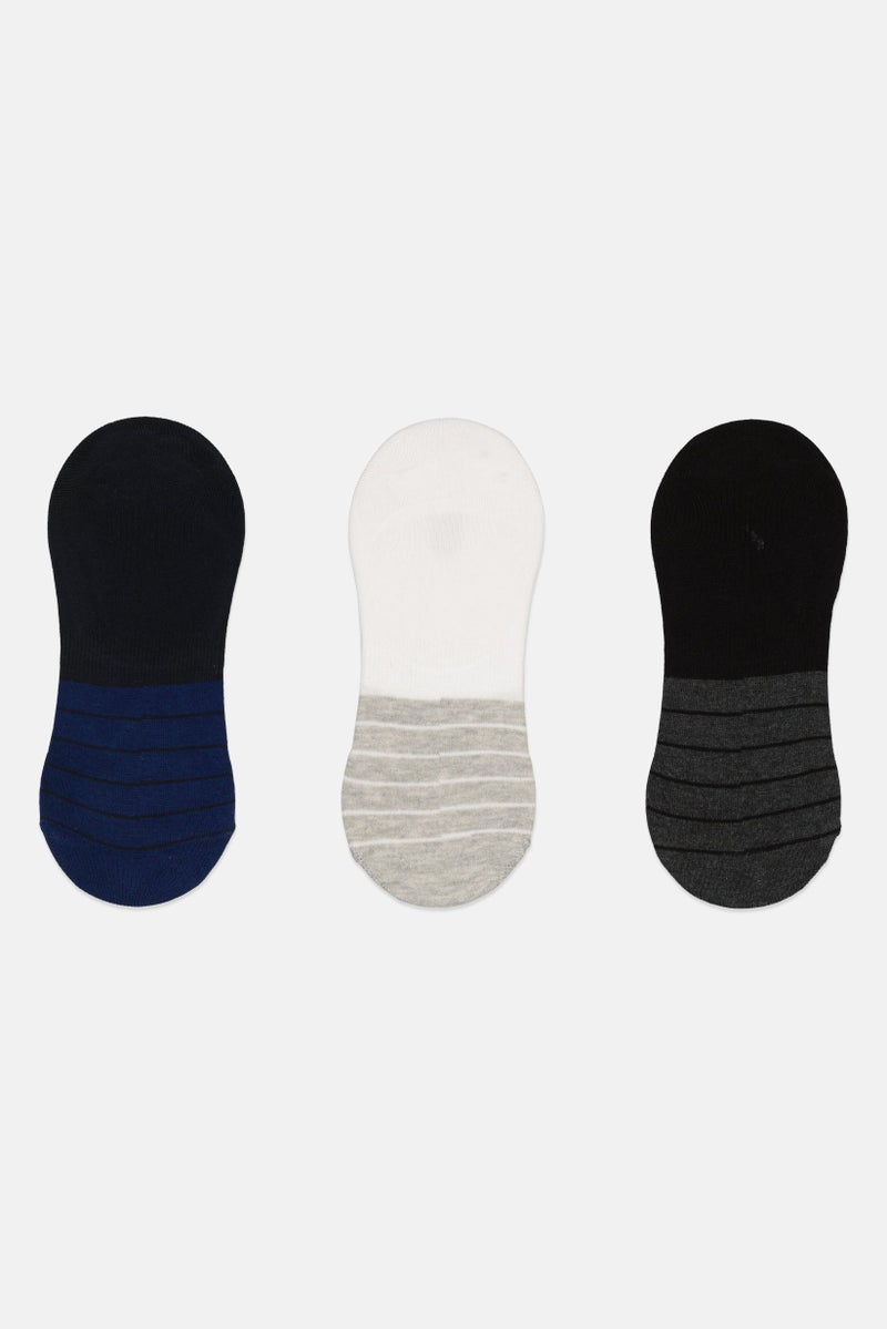 RBX Men 3 Pairs Brand Logo Invisible Socks, Multicolor - Image 3