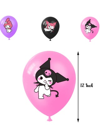 لوازم حفلات اعياد الميلاد بطابع انيمي - 32 قطعة من ديكورات الكرتون كورومي كاواي، تتضمن لافتة عيد ميلاد سعيد وزينة كيك وبالونات وقطعة مركزية للحفلات - view 5