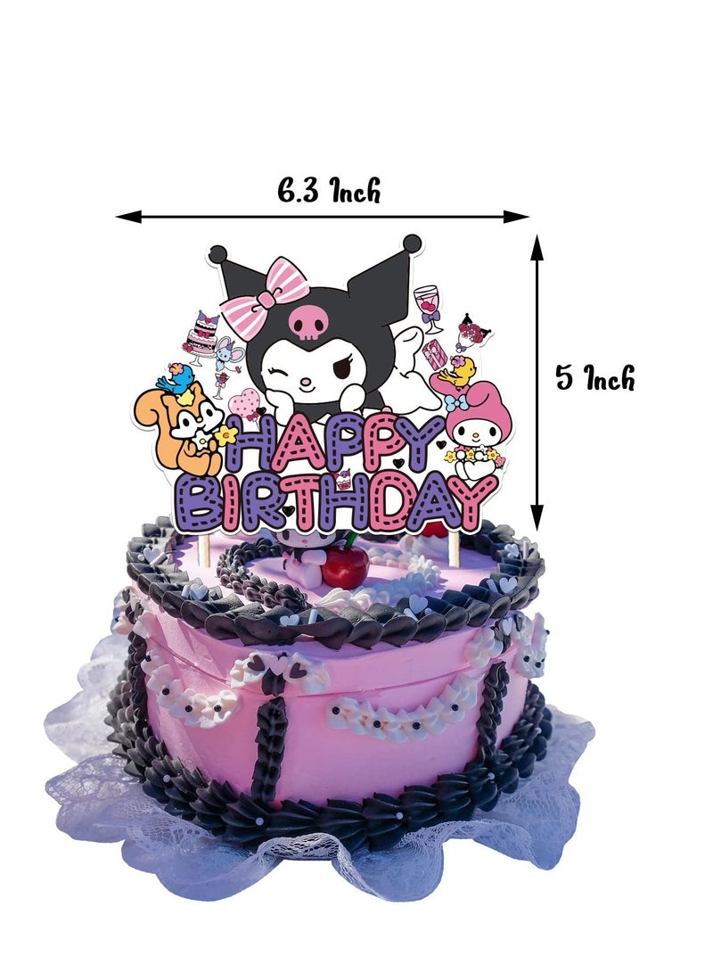 Bebiland 32PCS Kuromi Cartoon Decorations, Anime Themed Birthday Party Supplies,  Includes Happy Birthday Banner, Cake Toppers, Balloons and Party Centerpiece - Image 4