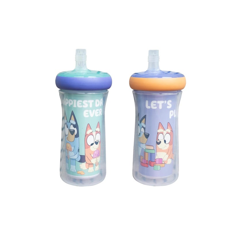 the FIRST years Bluey Insulated Straw Cup, Kids Sippy Cup with Straw, 9 oz, Pack of 2, Ages 9 Months and Up - Image 1