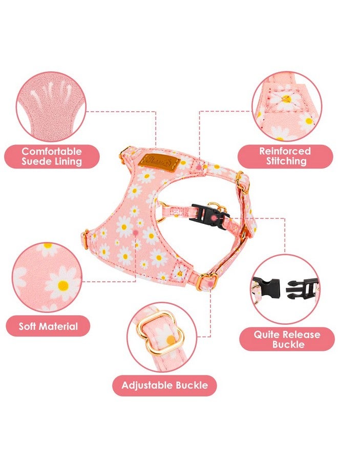 Lukovee Puppy Harness and Leash Set, No Pull Lightweight Soft Suede Adjustable Pet Harness Vest with Snap Buckle for Puppy Small and Medium Size Dog (Pink-XXS) - Image 3