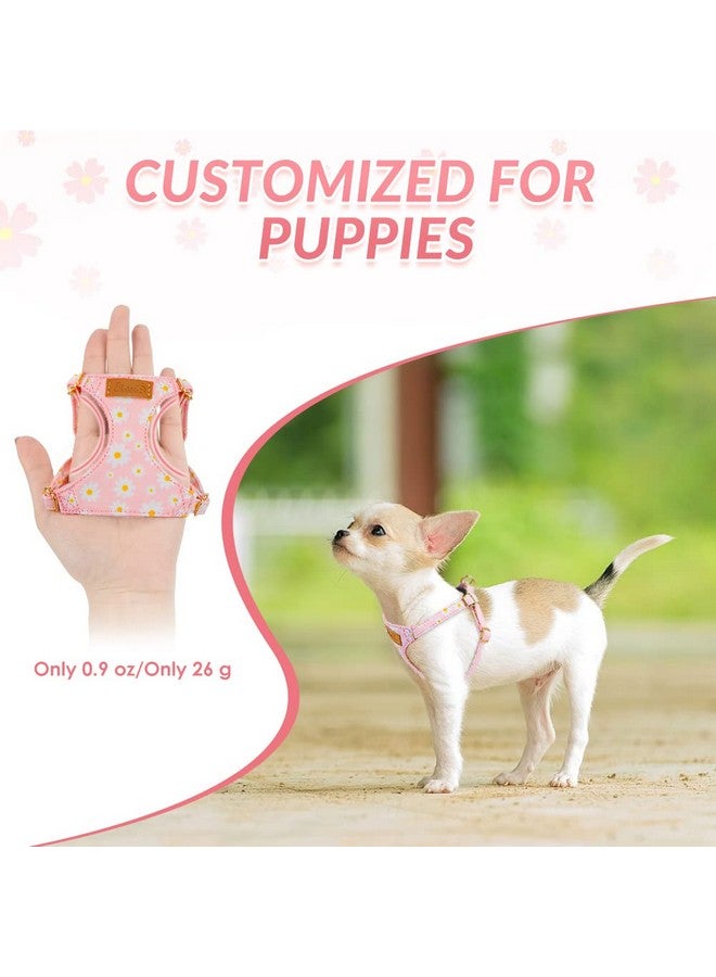 Lukovee Puppy Harness and Leash Set, No Pull Lightweight Soft Suede Adjustable Pet Harness Vest with Snap Buckle for Puppy Small and Medium Size Dog (Pink-XXS) - Image 2