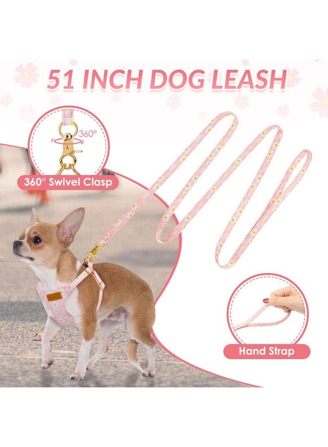 Lukovee Puppy Harness and Leash Set, No Pull Lightweight Soft Suede Adjustable Pet Harness Vest with Snap Buckle for Puppy Small and Medium Size Dog (Pink-XXS) - Image 4