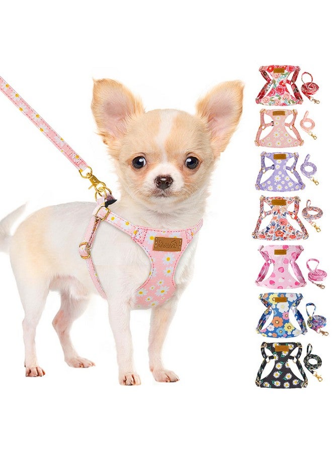 Lukovee Puppy Harness and Leash Set, No Pull Lightweight Soft Suede Adjustable Pet Harness Vest with Snap Buckle for Puppy Small and Medium Size Dog (Pink-XXS) - Image 1