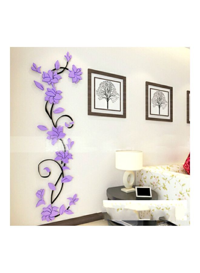 NIBEMINENT 3D Acrylic Flower Shape Wall Sticker Purple/Black 180x54cm