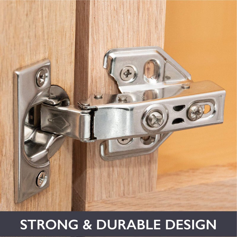 Ilyapa Soft Close Cabinet Hinges Satin Nickel  2 Pack - Frameless Full Overlay Kitchen Cabinet Door Hinges Hardware - Image 3