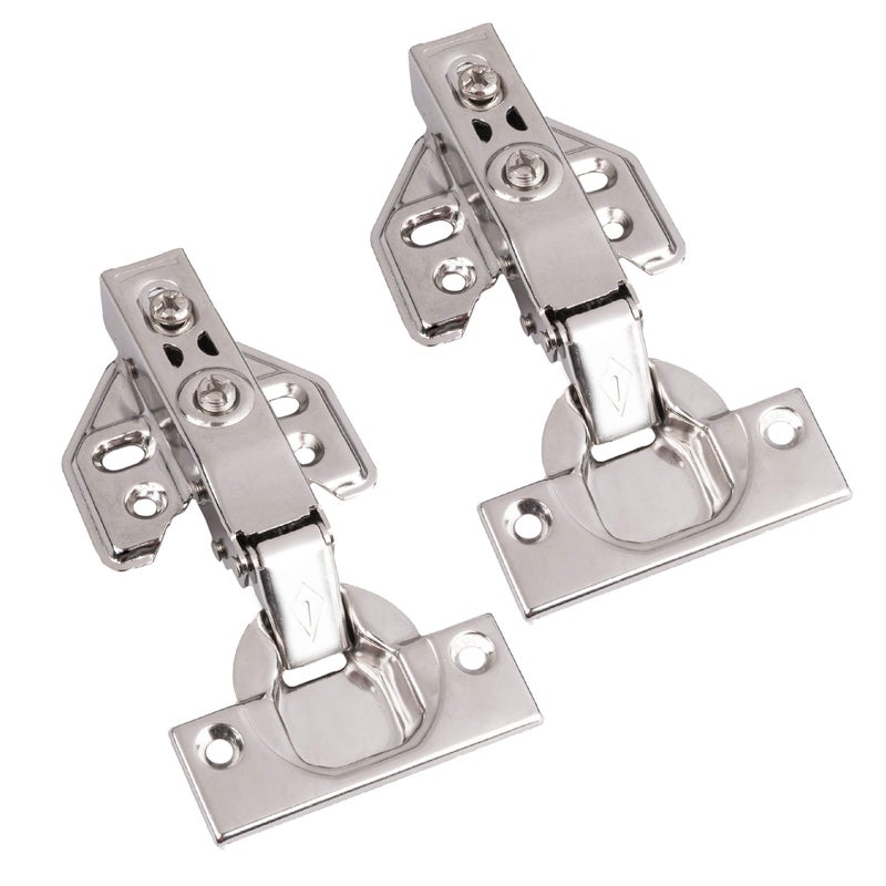 Ilyapa Soft Close Cabinet Hinges Satin Nickel  2 Pack - Frameless Full Overlay Kitchen Cabinet Door Hinges Hardware - Image 1