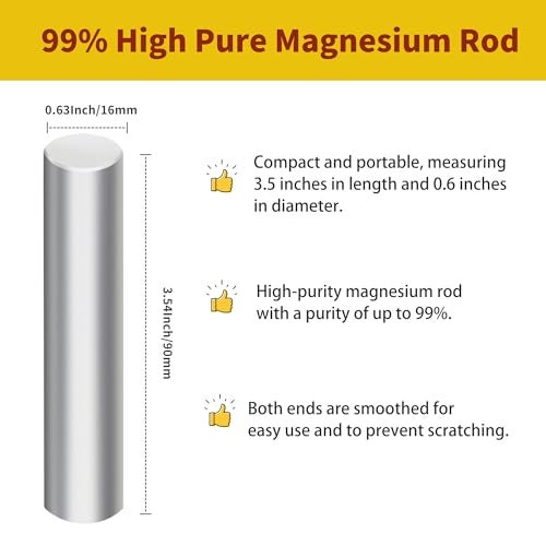 A.I.FORCE 3 Pieces Magnesium Fire Starter Rods, 99% High Purity Magnesium Metal Rod, 3.5" x 0.63" – Ideal Mg Fire Starter for Survival, Emergency Sparks, Outdoor Camping Hiking (900mm x 16mm) - Image 2