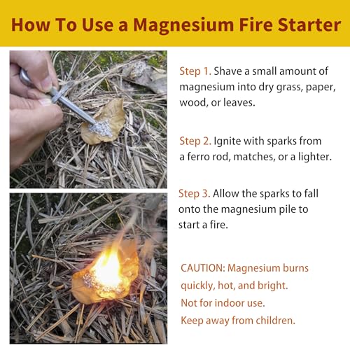 A.I.FORCE 3 Pieces Magnesium Fire Starter Rods, 99% High Purity Magnesium Metal Rod, 3.5" x 0.63" – Ideal Mg Fire Starter for Survival, Emergency Sparks, Outdoor Camping Hiking (900mm x 16mm) - Image 3