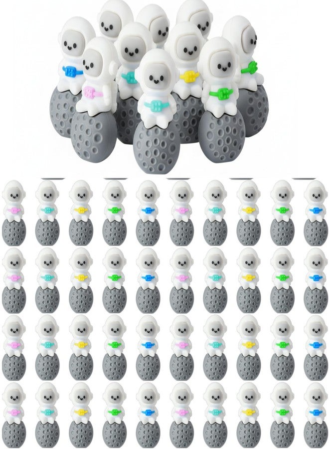 Sonwyoung 50 Pcs Mini Astronaut Figurines Tiny Spaceman Toys for Kids Easter Egg Stuffers School Gift Piñata Goodie Bag DIY Garden Tabletop Dollhouse Decor Space Cake Topper (Seated Pose) - Image 1