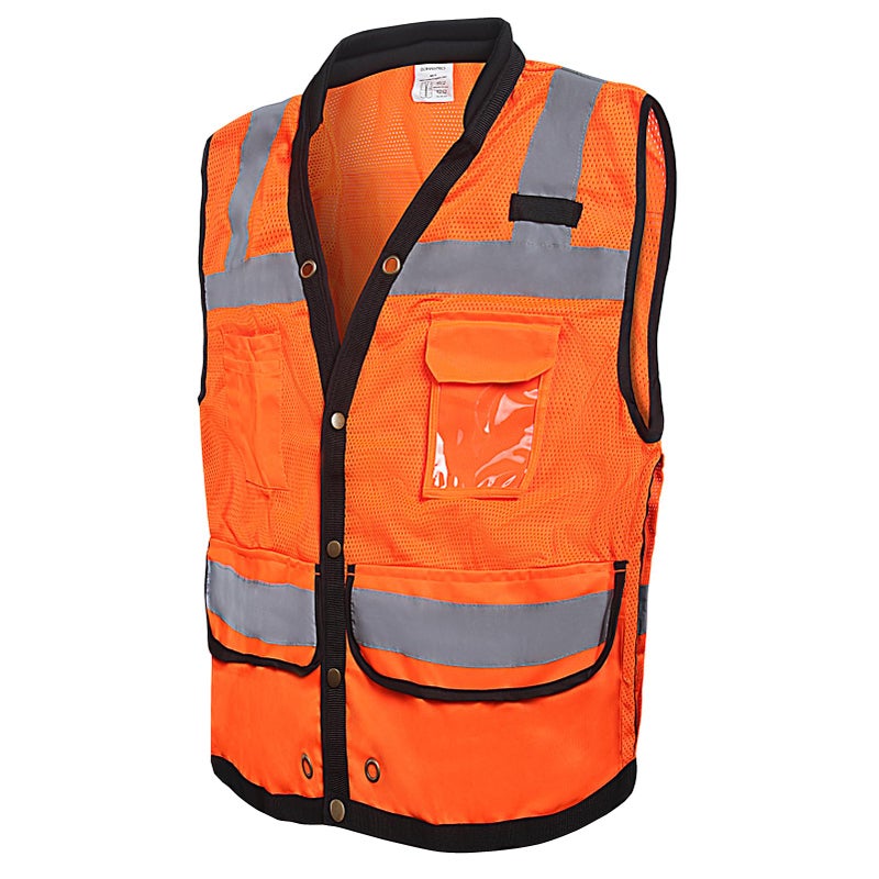 LOHASPRO Safety Vest Reflective High Visibility, Class 2 Surveyor Safety Vest for Men with Pockets,Mesh Construction Work Vest(Orange, X-Large) - Image 2
