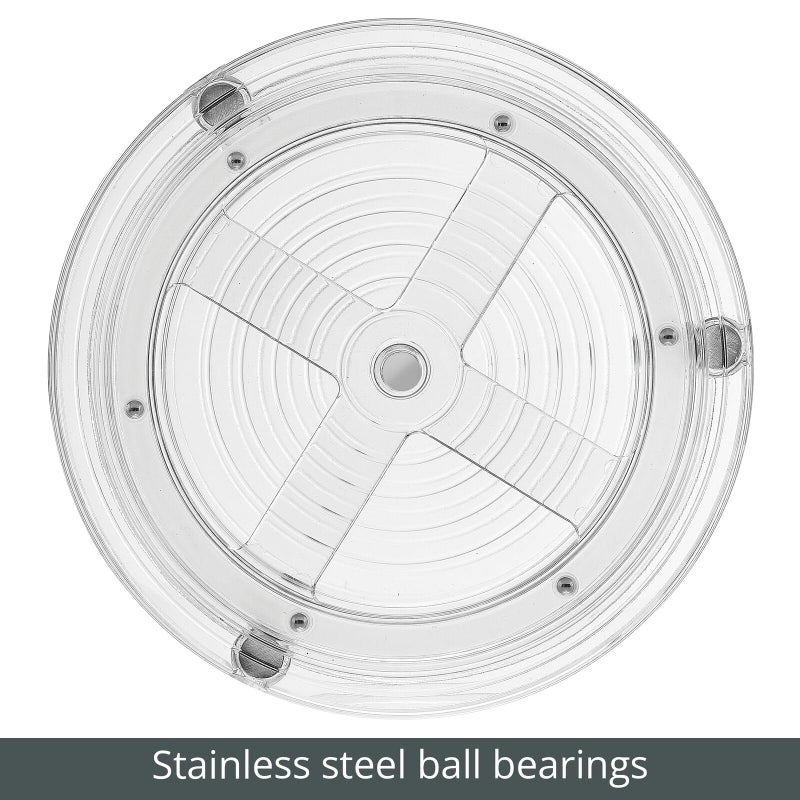 mDesign Spinning 2-Tier Lazy Susan Turntable Storage Tower, Rotating Organizer for Bathroom Cabinet, Vanity Counter, Sink - Double Decker Carousel Makeup Organizer, Ligne Collection, Clear - Image 4