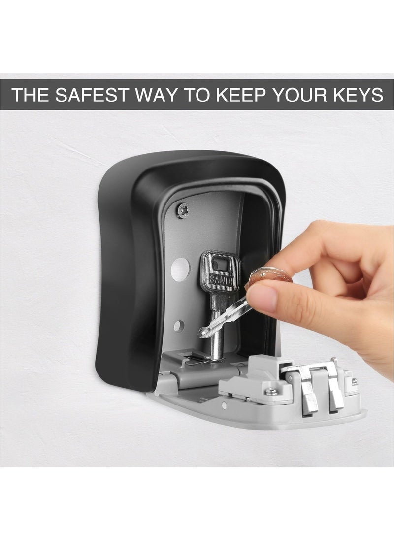 Rubik Key Storage Safe Box, 4 Digits Combination Key Lock Box with Resettable Wall Mounted for Outdoor and Indoor Home Hotel Office (Black)  - Image 4