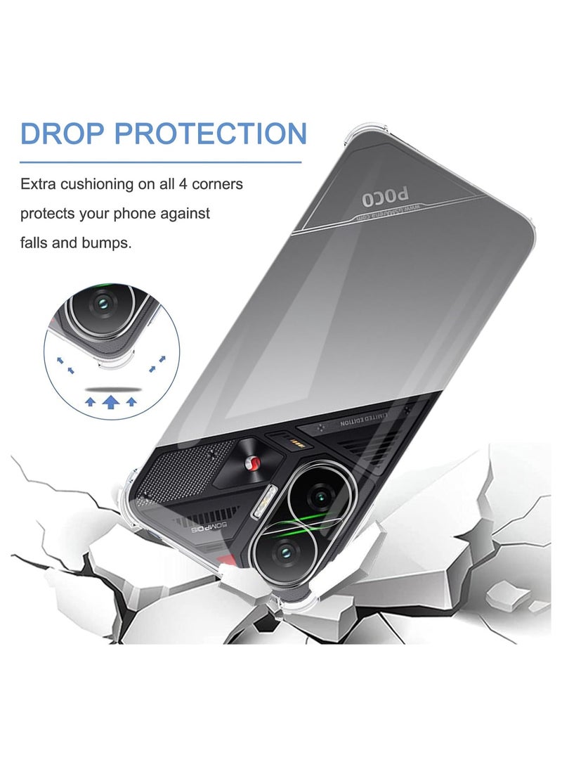 general Xiaomi POCO F7 Transparent Protective Case with 3 Tempered Glass Screen Protectors, Ultra-thin Soft TPU Corner Bumper Airbag Drop Protection Shockproof and Scratch-resistant Crystal Phone Case - Image 3