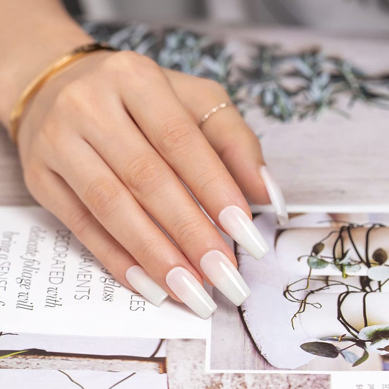 RARJSM Milky White Gel Nail Polish,Clear Jade White GelPolish 15ml,UV LED Soak Off Sheer Transparent Soft White Color Gel Nail Polish Summer French Manicure Varnish Curing Requires 1 Piece - Image 3