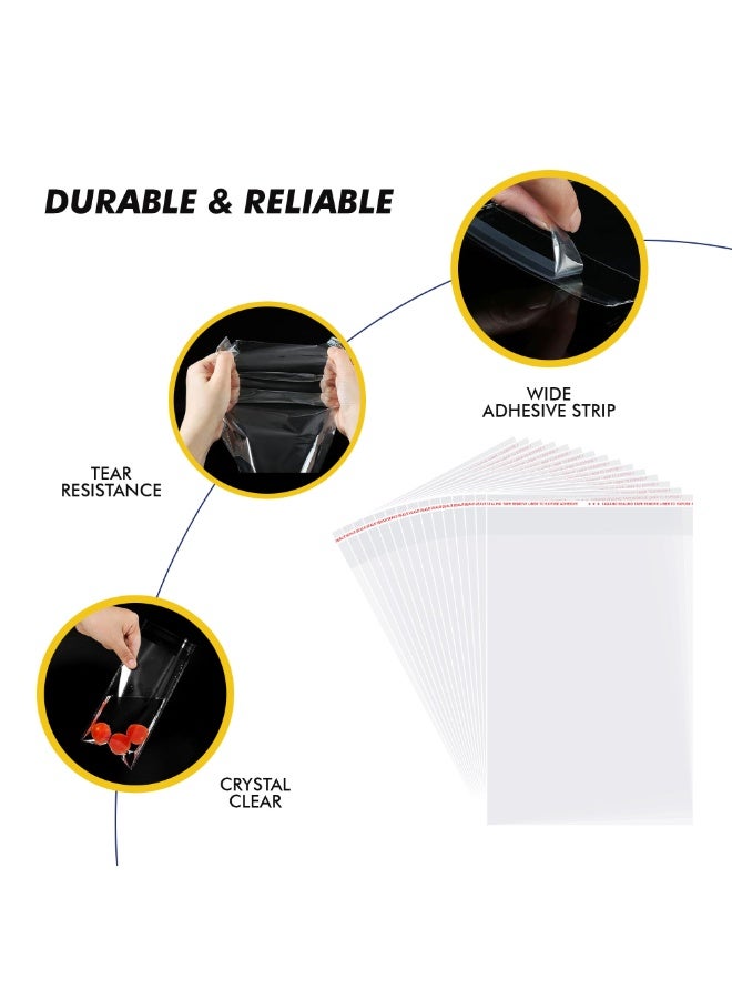 Duravel 200Pcs 10" x 14" inches Clear Resealable Poly Mailers Bag,Self Adhesive Sealing OPP Cello Bags for Bakery Cookies Candy Treats Decorative Wrappers (Pack Of 200) - Image 3