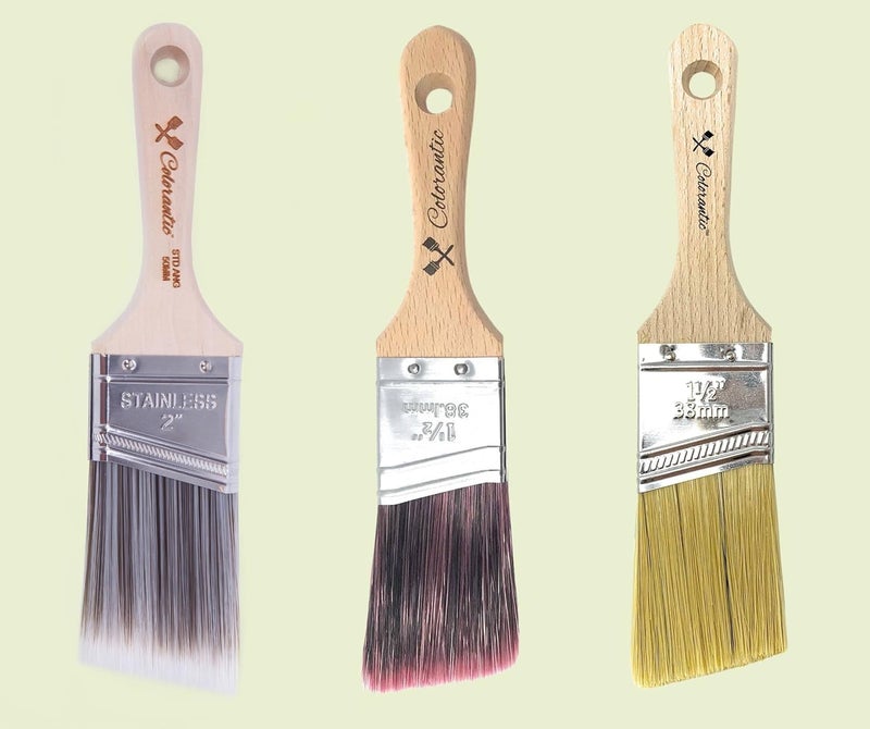 Colorantic | Angle Chalk Based Paint Brush | Silk Brush Art and Craft Home Decor Paint Brushes Walls Trims House Tools (38mm Angle Natural Brush) - Image 5
