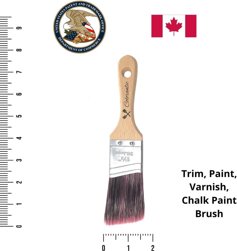 Colorantic | Angle Chalk Based Paint Brush | Silk Brush Art and Craft Home Decor Paint Brushes Walls Trims House Tools (38mm Angle Natural Brush) - Image 1
