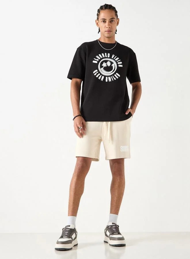 SP Characters Graphic Print T-shirt with Short Sleeves and Crew Neck