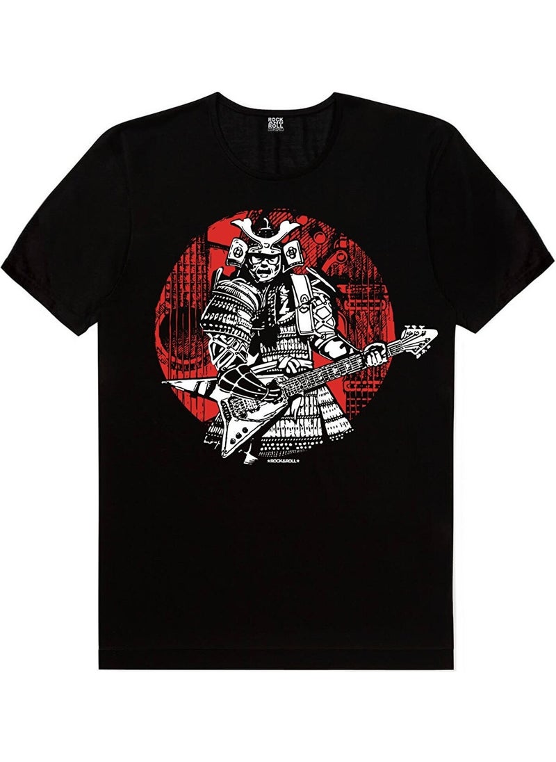 Rock&Roll Samurai Cat, Japanese Bassist Men's T-Shirt Eco Pack of 2  - Image 4