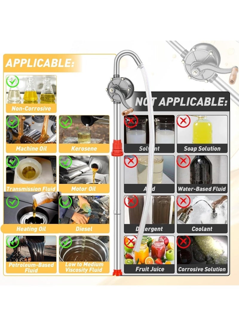 YOUWE7 55 gallon drum pump,hand barrel pump 55gallon,oil pump for 55 gallon drum, Heavy-Duty Hand Pump For 15 To 55 Gallon Drums, Ideal For Transferring Heating Oil, Motor Oil, And Transmission Fluid - Image 3