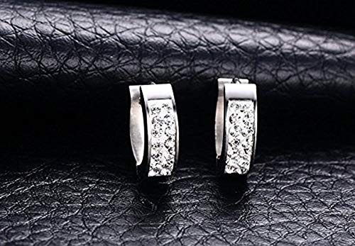 KARAY Stainless Steel Womens Mens Hoop Earrings Huggie Earrings CZ Piercings Hypoallergenic 18G (1pair Silver) - Image 2