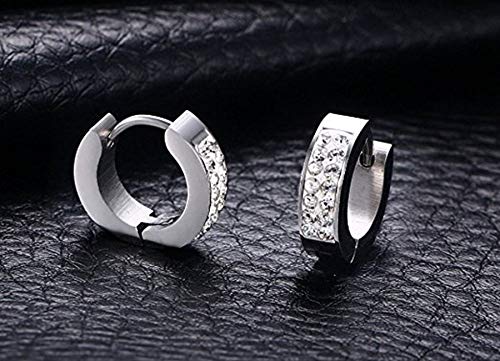 KARAY Stainless Steel Womens Mens Hoop Earrings Huggie Earrings CZ Piercings Hypoallergenic 18G (1pair Silver) - Image 3