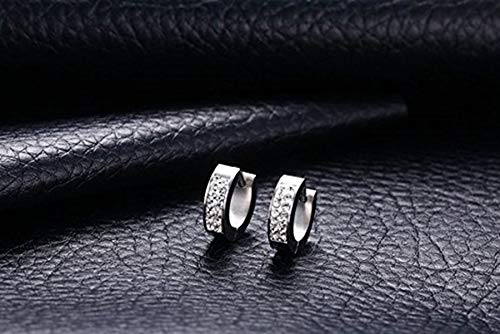 KARAY Stainless Steel Womens Mens Hoop Earrings Huggie Earrings CZ Piercings Hypoallergenic 18G (1pair Silver) - Image 4