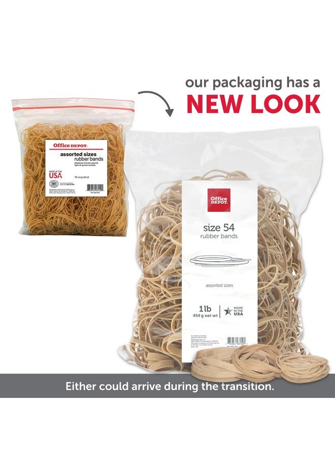 Rubber Bands, #54, Assorted Sizes, 1 Lb. Bag, 2454408