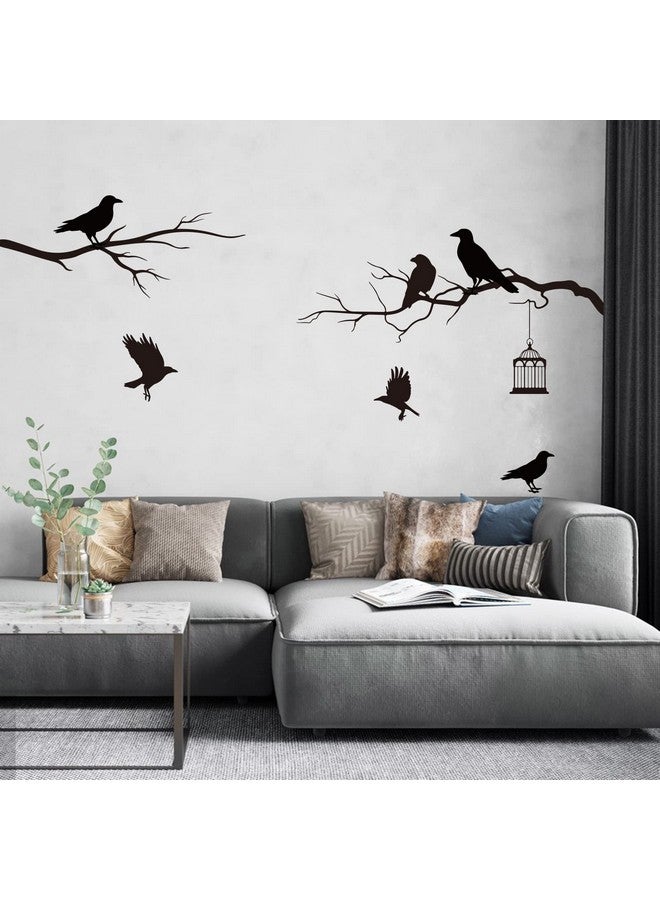 SUPERDANT Raven Wall Decal Crow Decor Gothic Wall Decals Tree Branch Stickers Black Diy Wall Art Decorations For Family Themed Tree Wall Living Room Tv Decor Wall Sticker Vinyl Transfer - Image 1