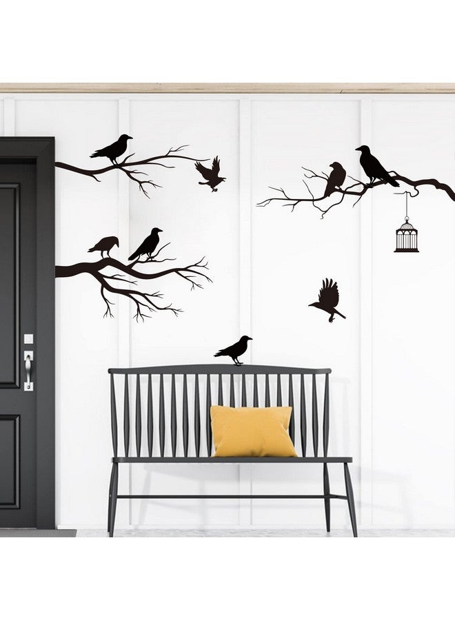 SUPERDANT Raven Wall Decal Crow Decor Gothic Wall Decals Tree Branch Stickers Black Diy Wall Art Decorations For Family Themed Tree Wall Living Room Tv Decor Wall Sticker Vinyl Transfer - Image 4